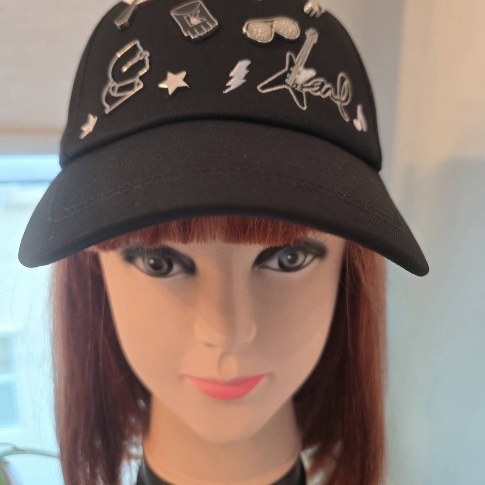 Karl Lagerfeld Black Cap with Silver Accents